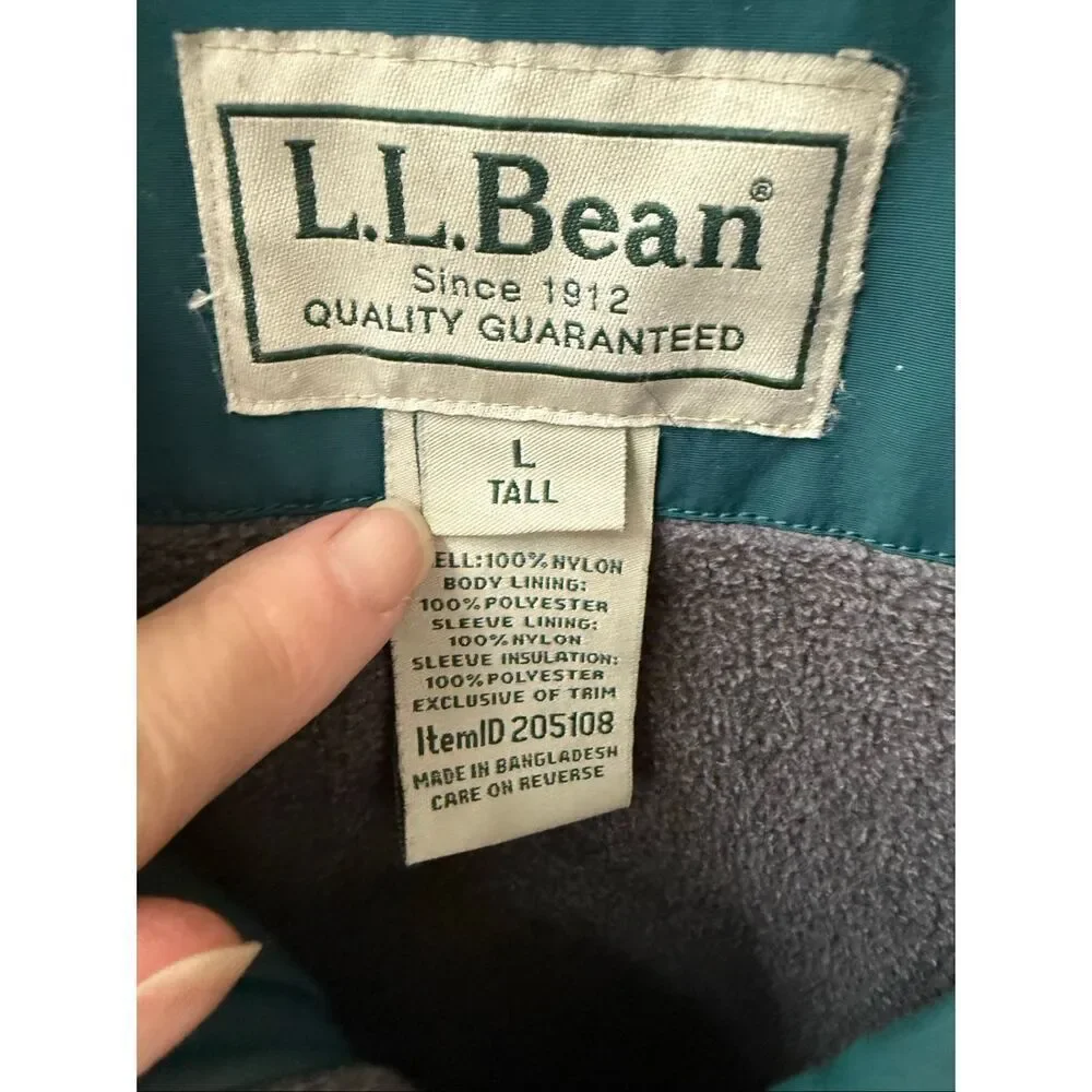 Vintage 90s LL Bean Men's Green Fleece Lined Bomber Jacket Item ID 205108 L Tall